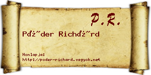 Póder Richárd névjegykártya